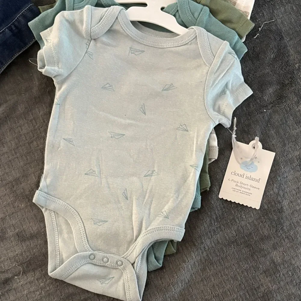 BUNDLE Denim Baby Jacket + 4 Pack Cloud Island Bodysuits